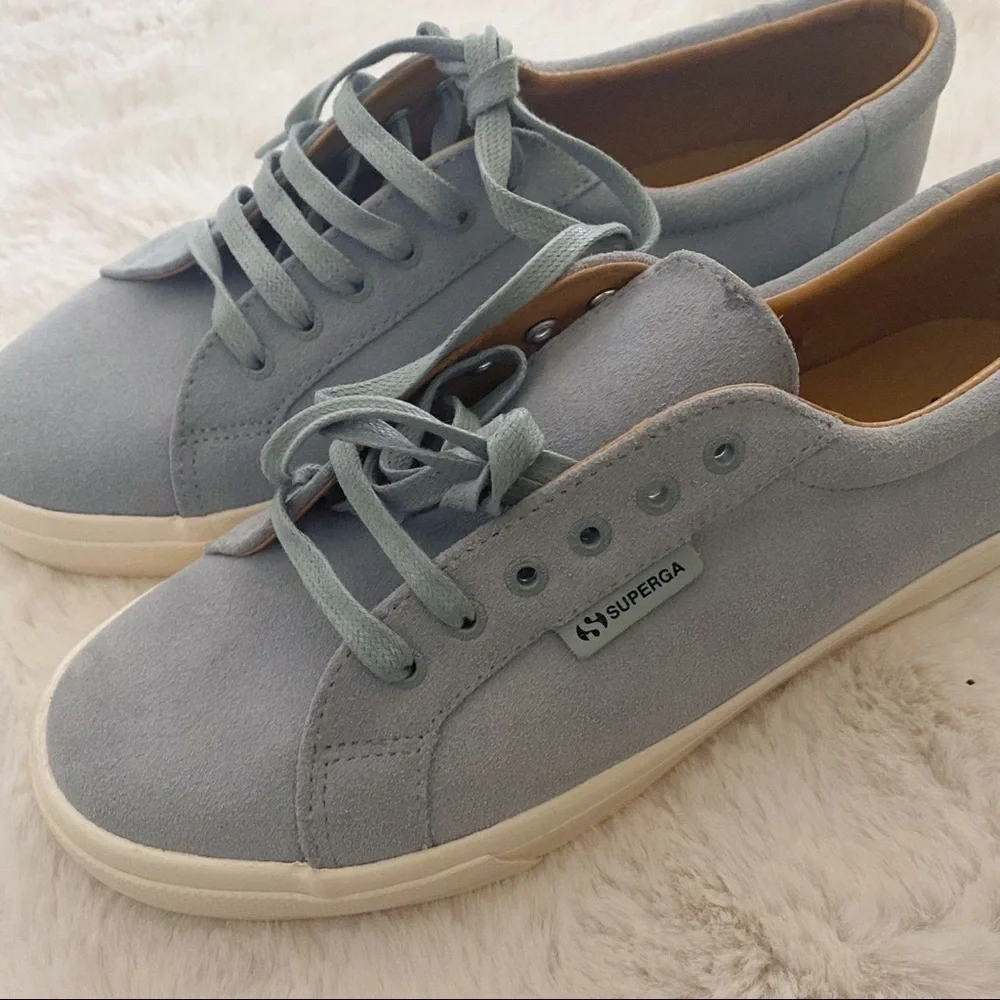 Superga Suede Low Top Baby Blue Suede Sneakers‎